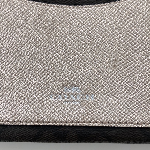 Coach Wristlet Dark Brown Signature Gold Front - Picture 2 of 10